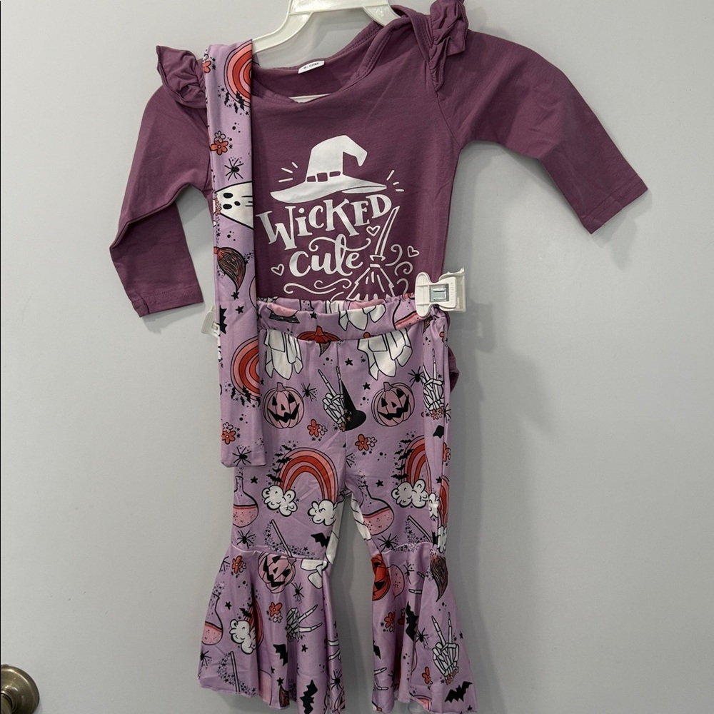 Halloween Baby Outfit, purple, 3 pieces, brand new 6-12 months, see measurements